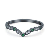 Marquise Curved Half Eternity Stackable Band Ring Simulated CZ 925 Sterling Silver