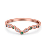 Marquise Curved Half Eternity Stackable Band Ring Simulated CZ 925 Sterling Silver