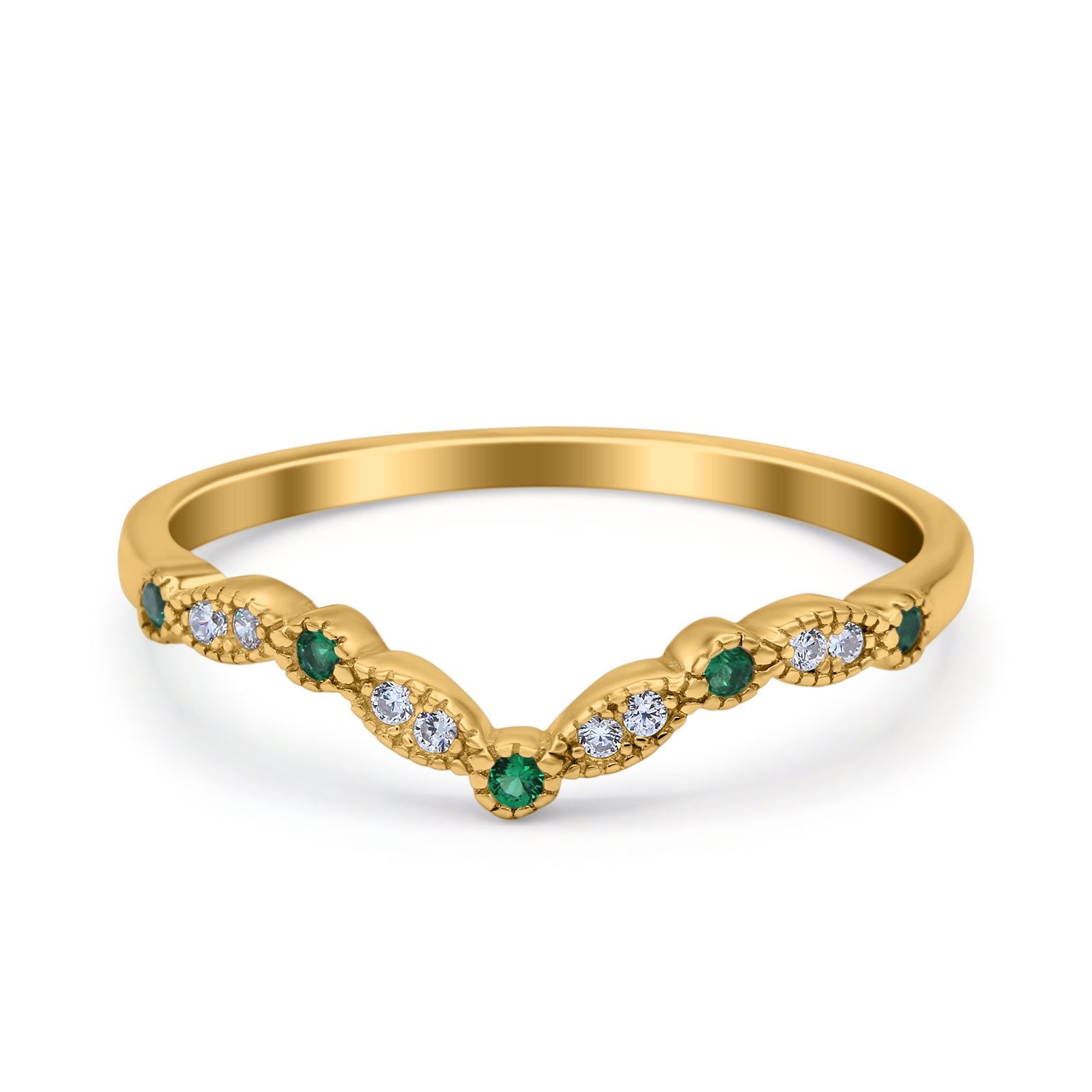 Marquise Curved Half Eternity Stackable Band Ring Simulated CZ 925 Sterling Silver