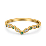 Marquise Curved Half Eternity Stackable Band Ring Simulated CZ 925 Sterling Silver