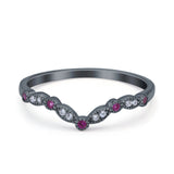 Marquise Curved Half Eternity Stackable Band Ring Simulated CZ 925 Sterling Silver