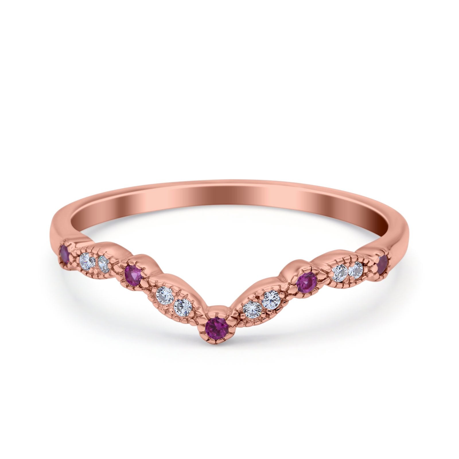 Marquise Curved Half Eternity Stackable Band Ring Simulated CZ 925 Sterling Silver