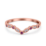 Marquise Curved Half Eternity Stackable Band Ring Simulated CZ 925 Sterling Silver