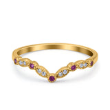 Marquise Curved Half Eternity Stackable Band Ring Simulated CZ 925 Sterling Silver