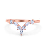 Curved Marquise Engagement Half Eternity Ring Simulated CZ 925 Sterling Silver