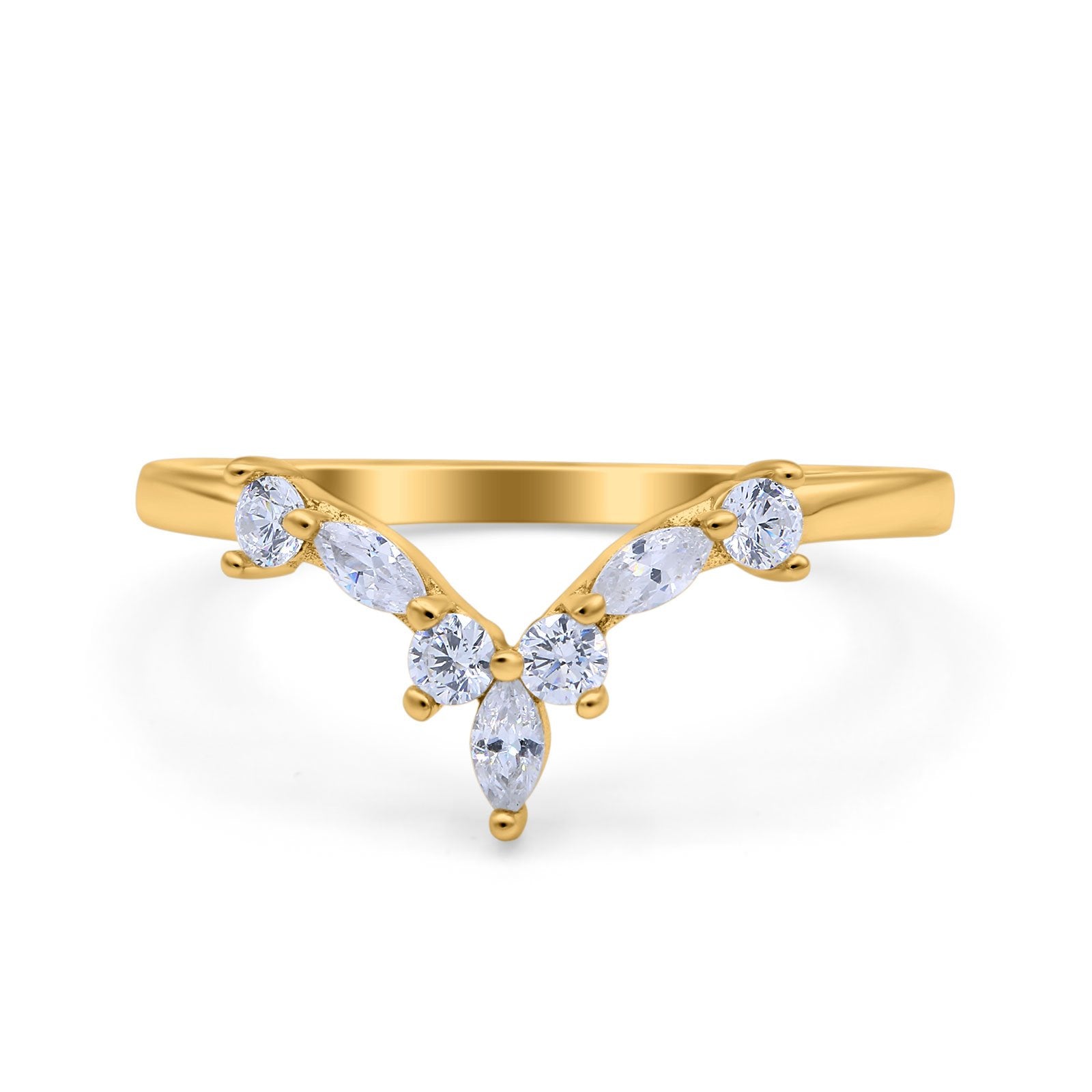 Curved Marquise Engagement Half Eternity Ring Simulated CZ 925 Sterling Silver