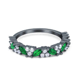 Art Deco Eternity Marquise Wedding Band Ring Simulated Cubic Zirconia 925 Sterling Silver