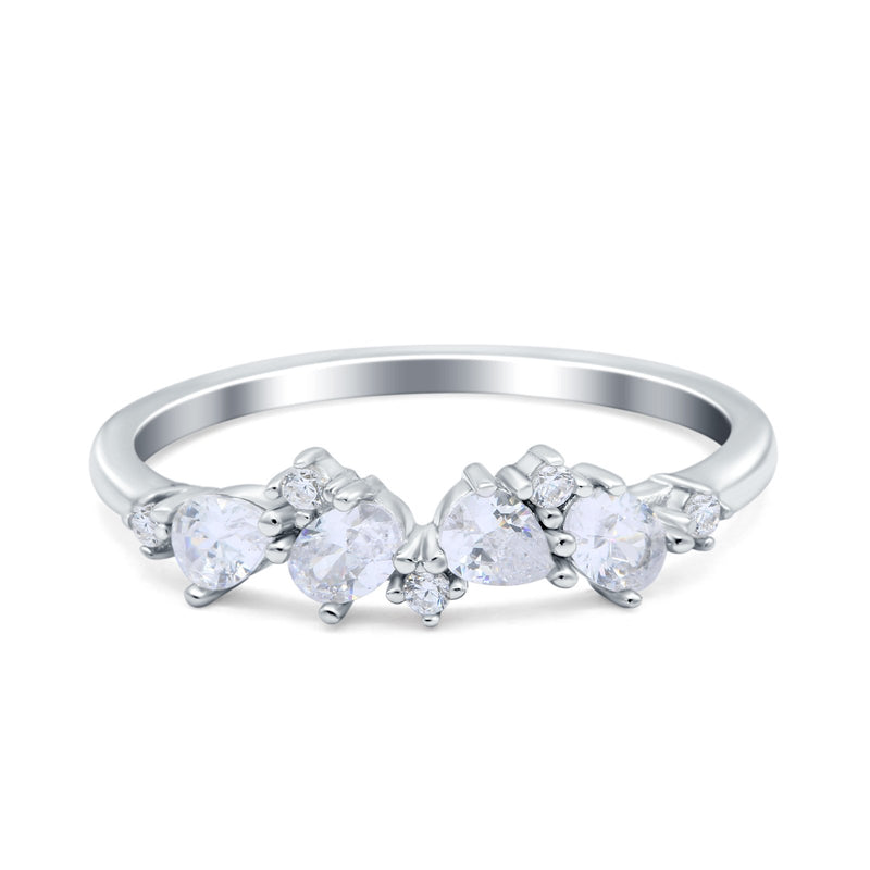 Pear Oval Art Deco Eternity Wedding Band Ring Simulated Cubic Zirconia 925 Sterling Silver