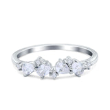 Pear Oval Art Deco Eternity Wedding Band Ring Simulated Cubic Zirconia 925 Sterling Silver