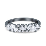 Half Eternity Pear Marquise Baguette Wedding Band Ring Simulated Cubic Zirconia 925 Sterling Silver
