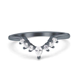 Curved Eternity Stackable Wedding Band Ring Simulated Cubic Zirconia 925 Sterling Silver