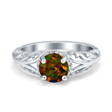 Art Deco Filigree Wedding Engagement Bridal Ring Round Simulated Cubic Zirconia 925 Sterling Silver
