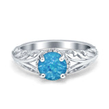 Art Deco Filigree Wedding Engagement Bridal Ring Round Simulated Cubic Zirconia 925 Sterling Silver