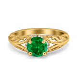 Art Deco Filigree Wedding Engagement Bridal Ring Round Simulated Cubic Zirconia 925 Sterling Silver
