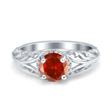 Art Deco Filigree Wedding Engagement Bridal Ring Round Simulated Cubic Zirconia 925 Sterling Silver