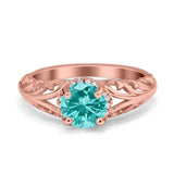 Art Deco Filigree Wedding Engagement Bridal Ring Round Simulated Cubic Zirconia 925 Sterling Silver