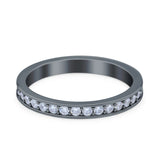 Full Eternity Stackable Band Wedding Ring Simulated CZ 925 Sterling Silver