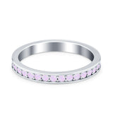Full Eternity Stackable Band Wedding Ring Simulated CZ 925 Sterling Silver