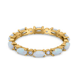 Full Eternity Wedding Engagement Bridal Ring Oval Lab Created Opal Round Simulated Cubic Zirconia 925 Sterling Silver