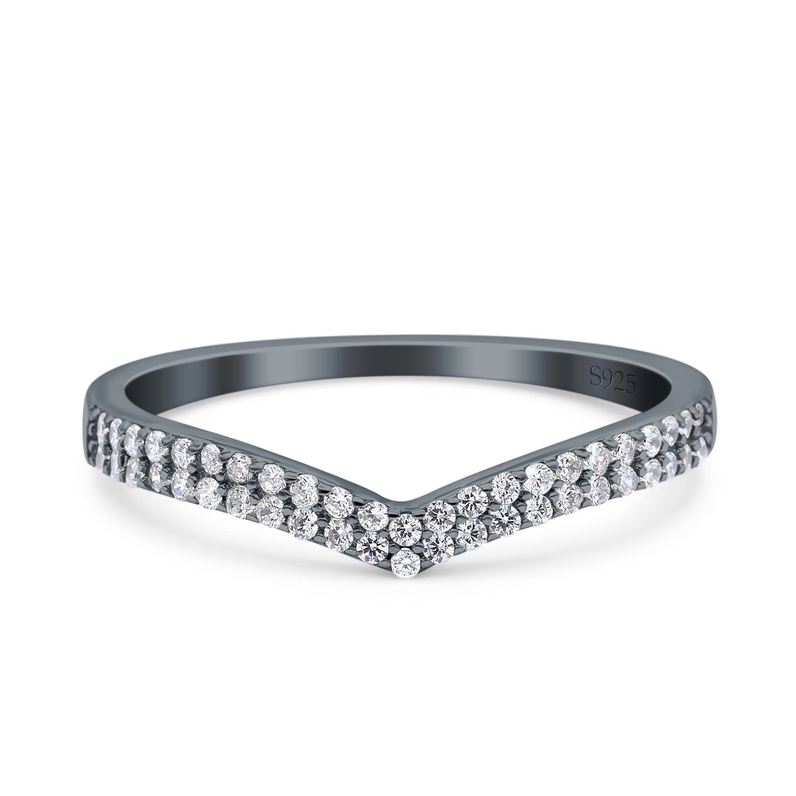 Half Eternity Ring Wedding Band Round Simulated Cubic Zirconia 925 Sterling Silver (4mm)