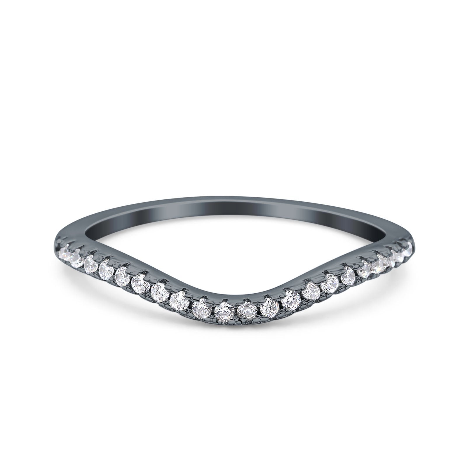 Fashion Half Eternity Ring Round Simulated Cubic Zirconia 925 Sterling Silver (4mm)
