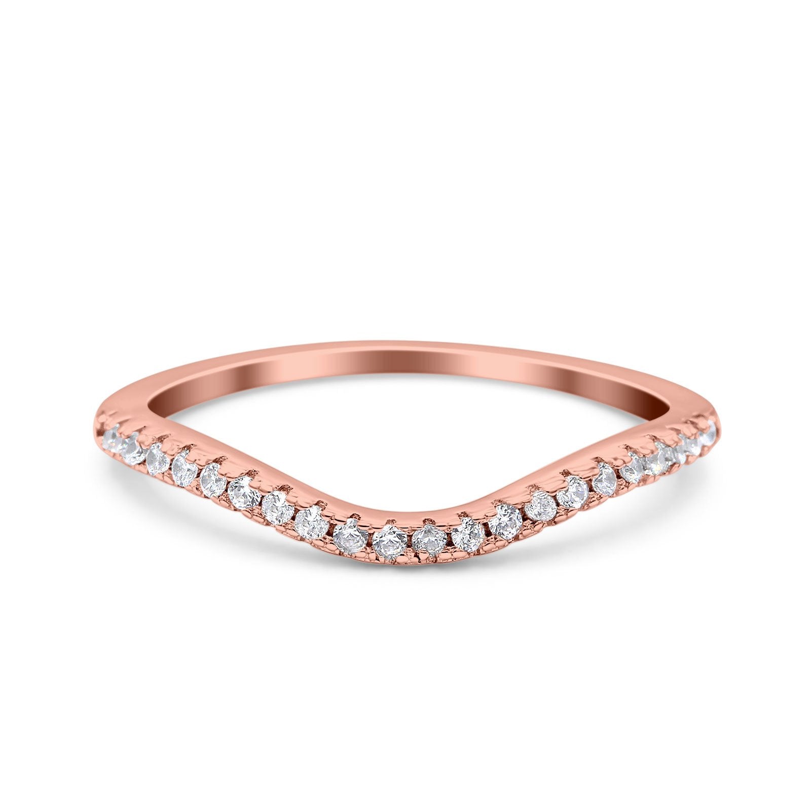 Fashion Half Eternity Ring Round Simulated Cubic Zirconia 925 Sterling Silver (4mm)