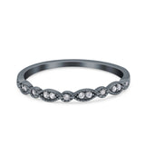 Half Eternity Ring Wedding Band Round Simulated Cubic Zirconia 925 Sterling Silver (2mm)