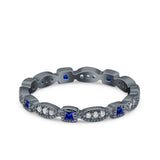 Full Eternity Stackable Ring Wedding Band Round Simulated Cubic Zirconia 925 Sterling Silver (3mm)