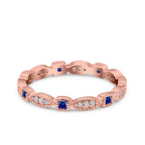 Full Eternity Stackable Ring Wedding Band Round Simulated Cubic Zirconia 925 Sterling Silver (3mm)