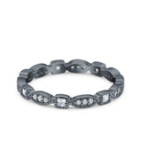 Full Eternity Stackable Ring Wedding Band Round Simulated Cubic Zirconia 925 Sterling Silver (3mm)