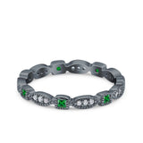 Full Eternity Stackable Ring Wedding Band Round Simulated Cubic Zirconia 925 Sterling Silver (3mm)