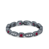 Full Eternity Stackable Ring Wedding Band Round Simulated Cubic Zirconia 925 Sterling Silver (3mm)