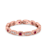 Full Eternity Stackable Ring Wedding Band Round Simulated Cubic Zirconia 925 Sterling Silver (3mm)