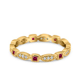 Full Eternity Stackable Ring Wedding Band Round Simulated Cubic Zirconia 925 Sterling Silver (3mm)