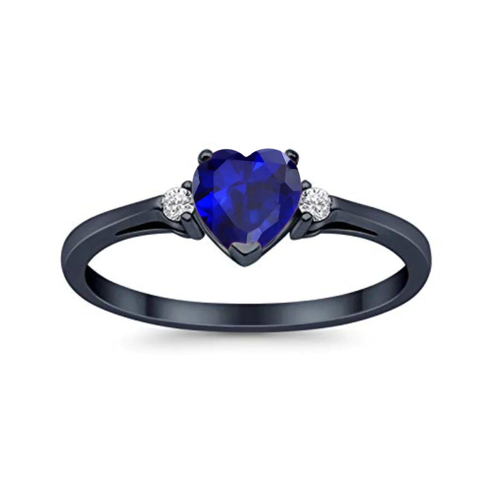 Wedding Heart Promise Ring Simulated Cubic Zirconia 925 Sterling Silver