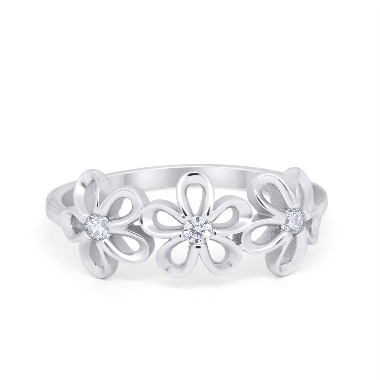 Art Deco Design Fashion Ring Round Simulated Cubic Zirconia 925 Sterling Silver