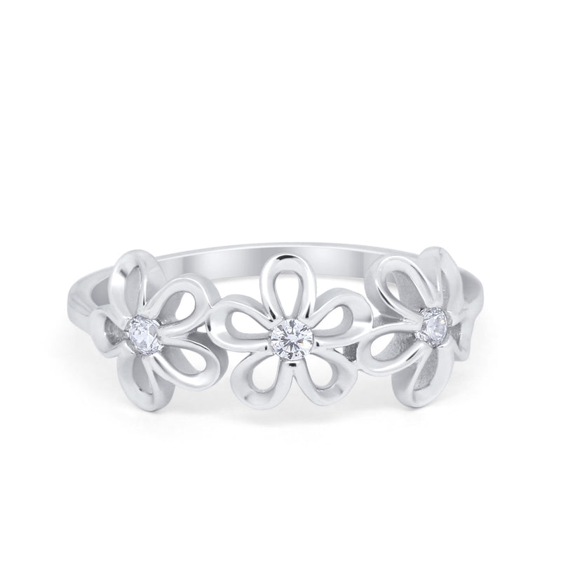Art Deco Design Fashion Ring Round Simulated Cubic Zirconia 925 Sterling Silver