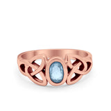 Celtic Ring Oval Bezel Simulated CZ 925 Sterling Silver