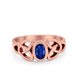 Celtic Ring Oval Bezel Simulated CZ 925 Sterling Silver