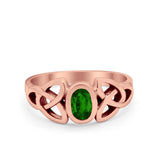 Celtic Ring Oval Bezel Simulated CZ 925 Sterling Silver