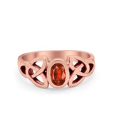Celtic Ring Oval Bezel Simulated CZ 925 Sterling Silver