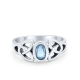 Celtic Ring Oval Bezel Simulated CZ 925 Sterling Silver