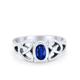 Celtic Ring Oval Bezel Simulated CZ 925 Sterling Silver