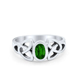 Celtic Ring Oval Bezel Simulated CZ 925 Sterling Silver