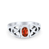 Celtic Ring Oval Bezel Simulated CZ 925 Sterling Silver
