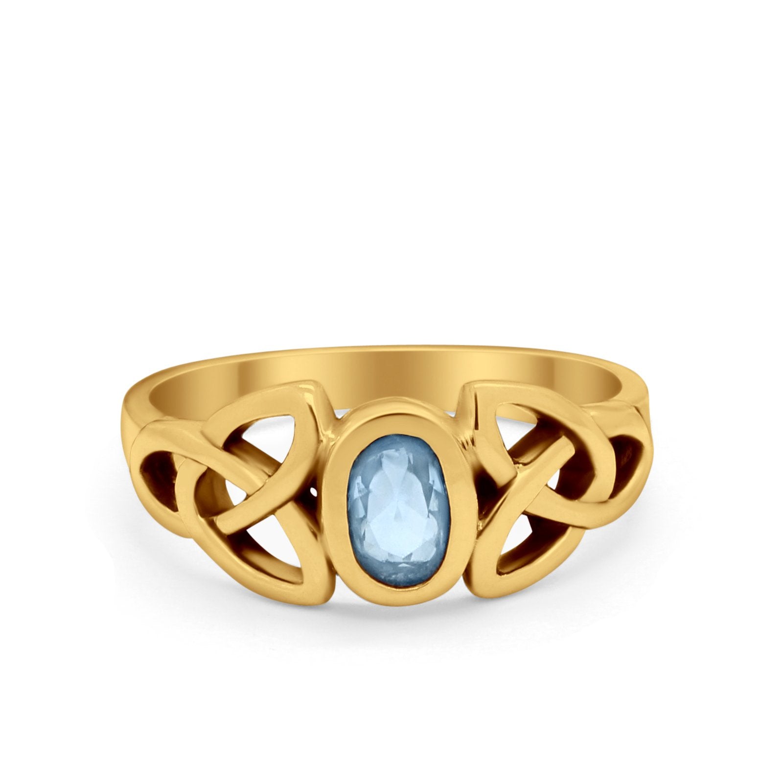 Celtic Ring Oval Bezel Simulated CZ 925 Sterling Silver