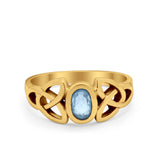 Celtic Ring Oval Bezel Simulated CZ 925 Sterling Silver