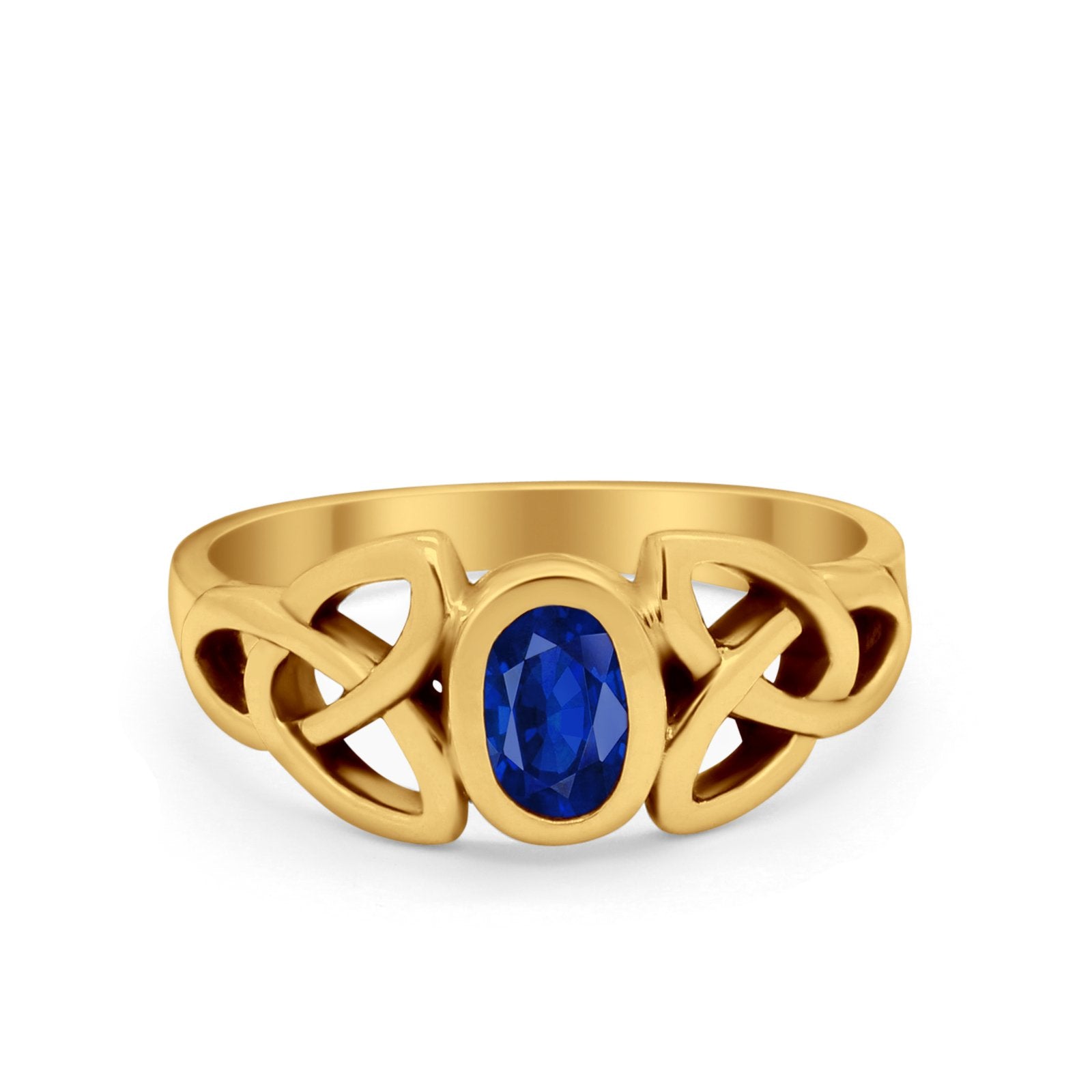 Celtic Ring Oval Bezel Simulated CZ 925 Sterling Silver