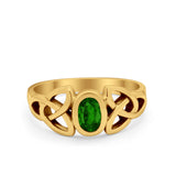 Celtic Ring Oval Bezel Simulated CZ 925 Sterling Silver