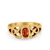 Celtic Ring Oval Bezel Simulated CZ 925 Sterling Silver